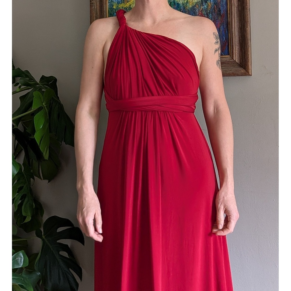 Vintage Red Infinity Dress Convertible Transformer Maxi Multi Way Bridesmaid - Picture 8 of 16